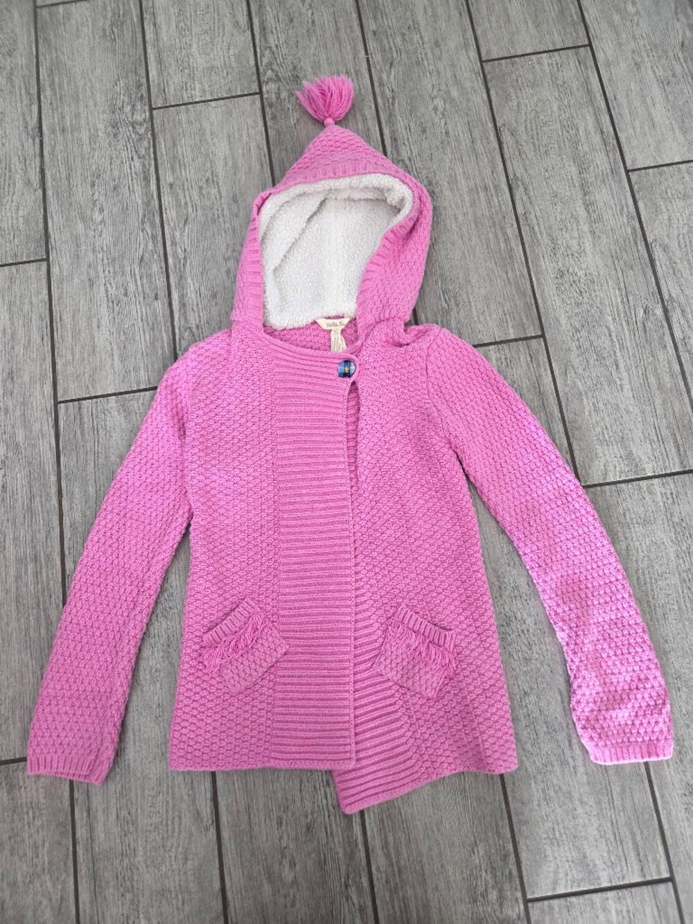 Matilda Jane Make Believe Autumn Sunset Pink Fleece Hooded Sweater Girls 8